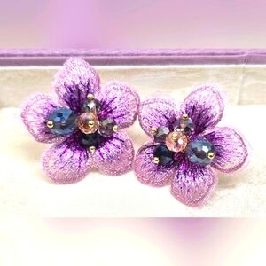 Purple Flower Earrings